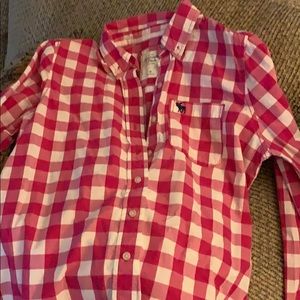 Pink and white checkered button down